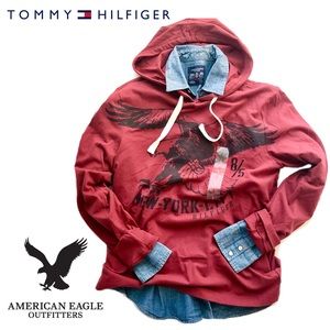 Men's sz small layering shirts; Hilfiger + AEO